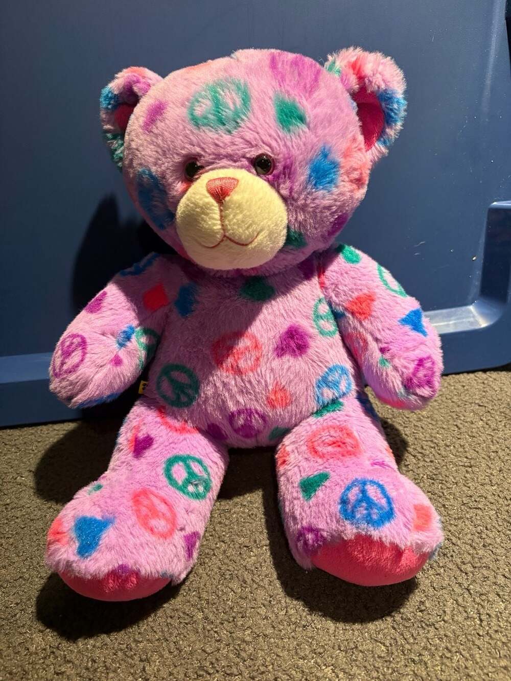 Build-A-Bear Purple Peace Sign Hearts Hippy Love